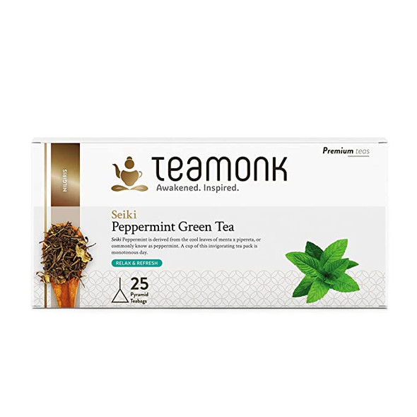 Seiki Peppermint Green Tea , 25 Teabags | By Teamonk | 1.76 Oz | 0.11 lbs