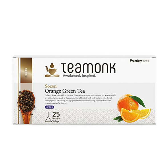 Sozen Orange Green Tea, 25 Teabags | By Teamonk | 1.7 Oz | 0.11 lbs