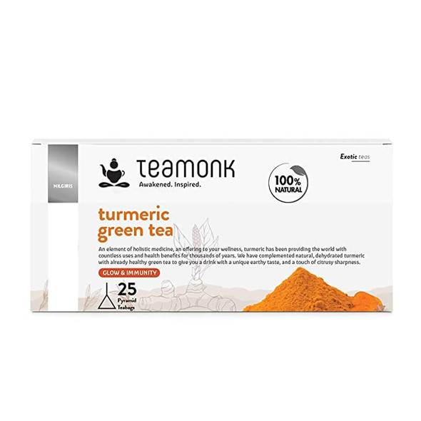 Turmeric Green Tea, 25 Teabags | By Teamonk | 1.31 Oz | 0.08 lbs