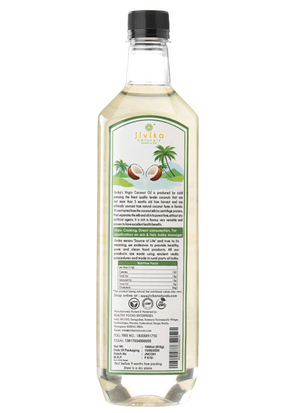 Cold Pressed Virgin Coconut Oil 1000ml | By Jivika Naturals | 33.81 Oz | 2.2 lbs