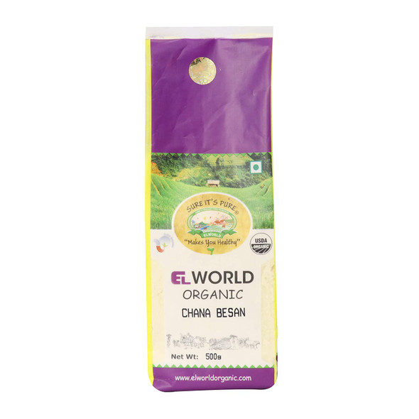 Organic Chana Besan -500 Grams - Pack of 2 | By ELWORLD AGRO & ORGANIC FOODS | 35.27 Oz | 2.2 lbs