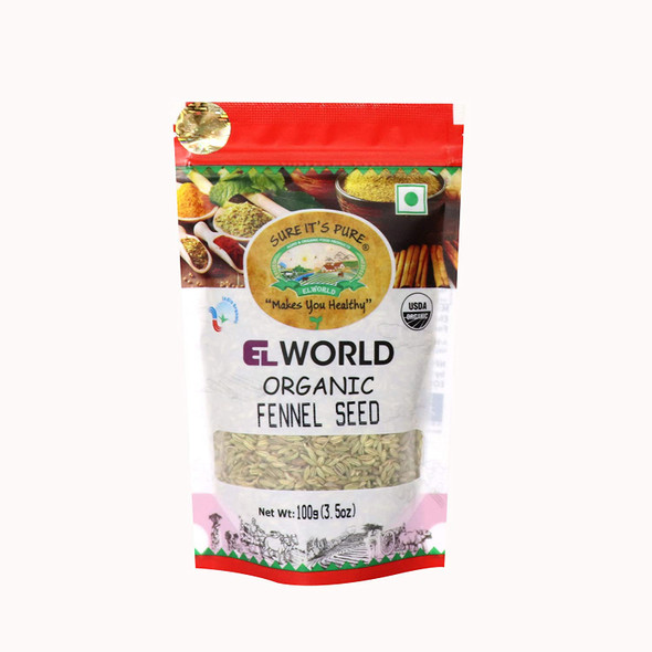 Organic Fennel Seeds Saunf (100 g) - Pack of 3 | By ELWORLD AGRO & ORGANIC FOODS | 10.58 Oz | 0.66 lbs