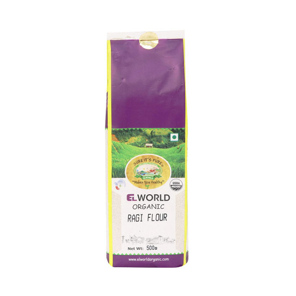Ragi Flour- 500g (Pack of 2) | By ELWORLD AGRO & ORGANIC FOODS | 35.27 Oz | 2.2 lbs