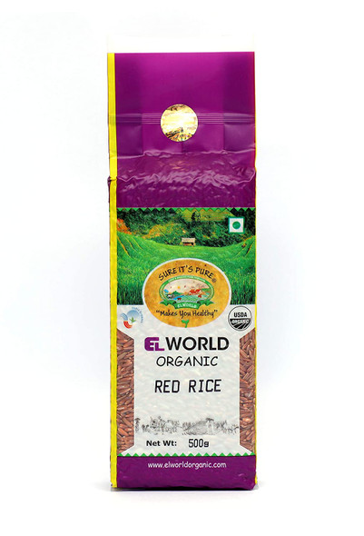 Organic Red Rice- 500gX2 (Pack of 2) | By ELWORLD AGRO & ORGANIC FOODS | 70.55 Oz | 4.41 lbs