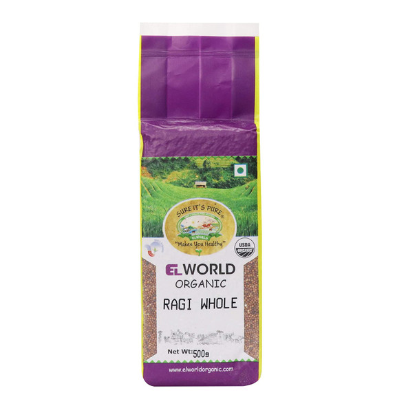 Organic Ragi Whole- 2.5KG (Pack of 5) | By ELWORLD AGRO & ORGANIC FOODS | 88.18 Oz | 5.51 lbs