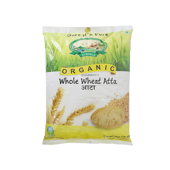 Whole Sharbati Wheat Flour Atta, 5 Kg | By ELWORLD AGRO & ORGANIC FOODS | 176.37 Oz | 11.01 lbs