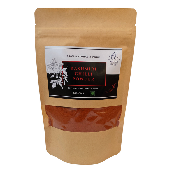 Kashmiri Red Chilli Powder 100 gms | By Angadi of Spices | 3.53 Oz | 0.22 lbs
