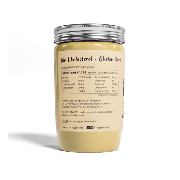 Unsweetened Cashew Butter | By Happy Jars | 9.35 Oz | 0.58 lbs