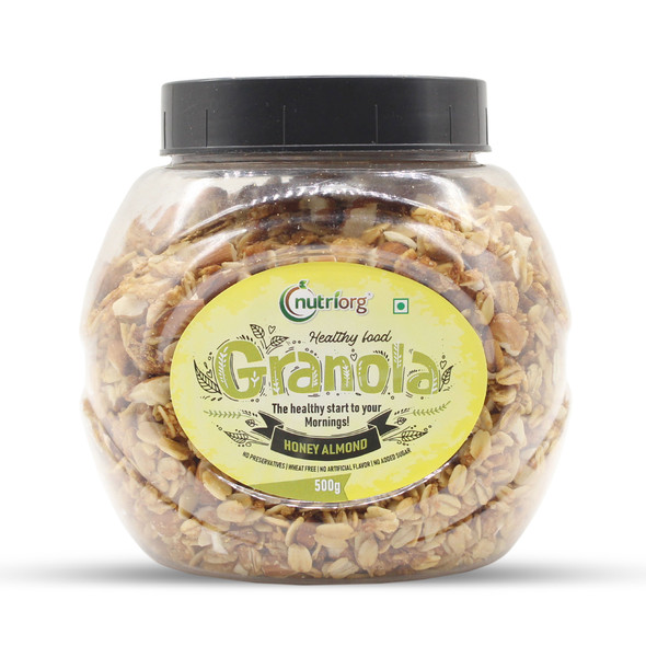 Crunchy Granola Honey & Almond Flavor 500 g | By Nutriorg | 17.64 Oz | 1.1 lbs