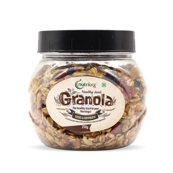 Crunchy Granola Seeds & Dryfruit Flavor | By Nutriorg | 8.82 Oz | 0.55 lbs