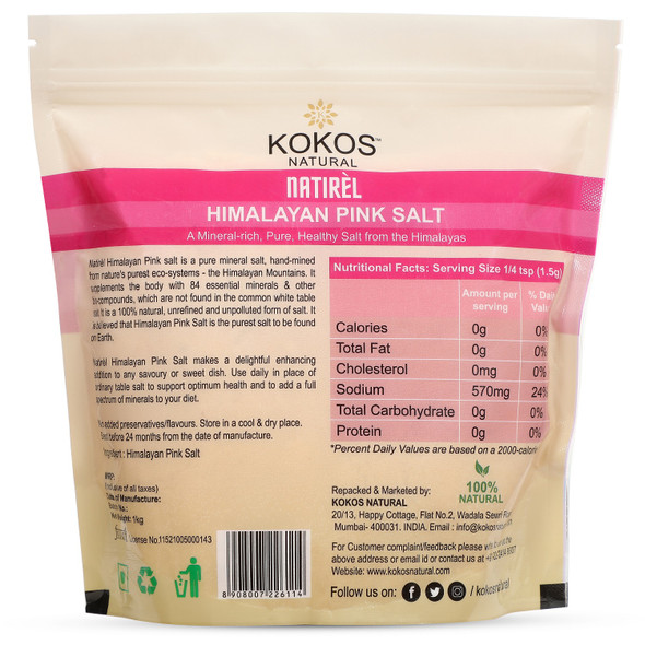 Himalayan Pink Salt  | By Kokos Natural | 35.27 Oz | 2.2 lbs