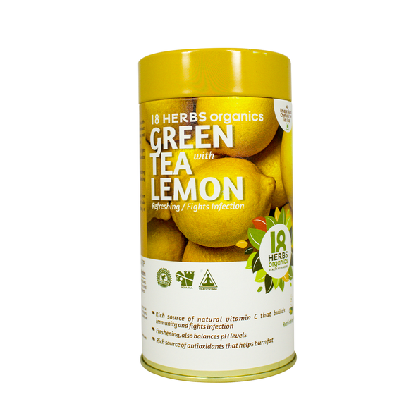 Green Tea with Lemon 40 Tea Bags | By 18 Herbs Organics | 1.9 Oz | 0.12 lbs