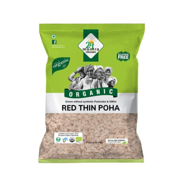 Poha Thin Red | By 24 Mantra Organic | 17.64 Oz | 1.1 lbs