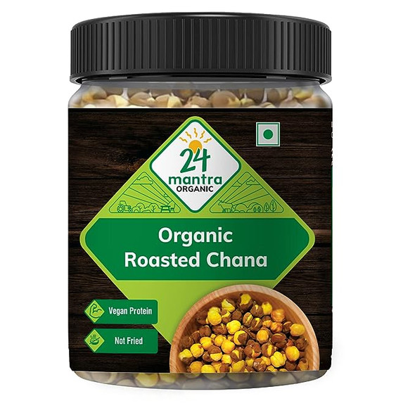 Roasted Chana (Plain) | By 24 Mantra Organic | 7.05 Oz | 0.44 lbs