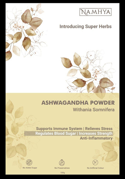 Ashwagandha powder for immunity | By Namhya | 3.53 Oz | 0.22 lbs