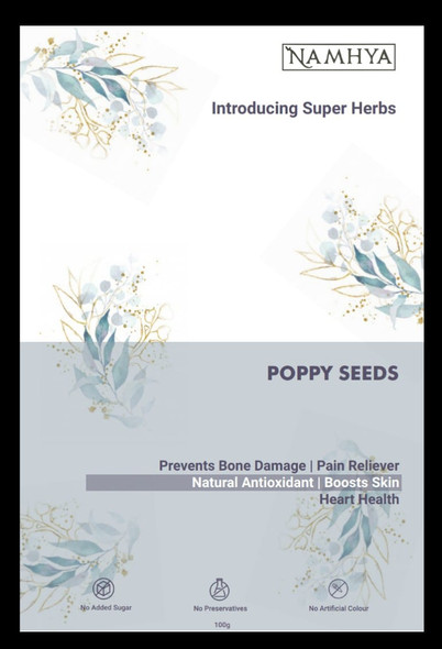Poppy seeds for healthy bones | By Namhya | 3.53 Oz | 0.22 lbs