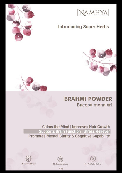 Brahmi Powder for calming mind | By Namhya | 3.53 Oz | 0.22 lbs