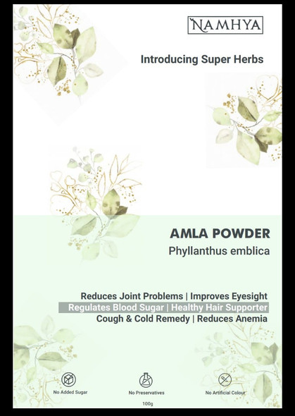 Amla powder for hair and skin | By Namhya | 3.53 Oz | 0.22 lbs