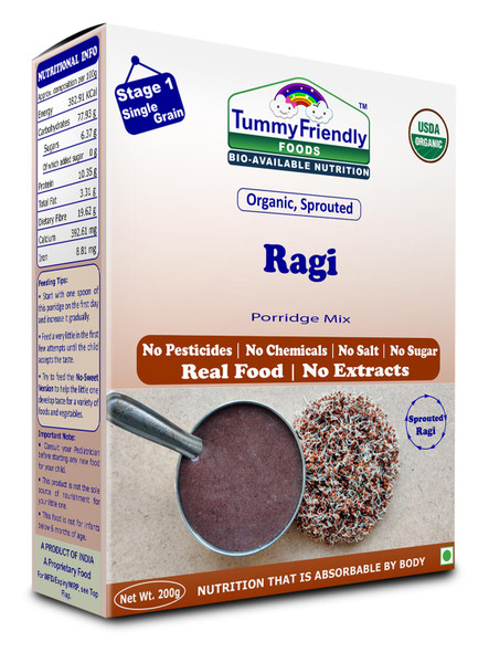 Sprouted Ragi Porridge Mix  |  BY  Tummy Friendly Foods|7.05oz|0.44  lbs