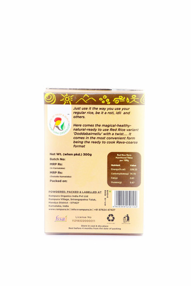 Red Rice Rava - 300 g   |  By  Rampura Organics | 10.58  oz   | 0.66 lbs