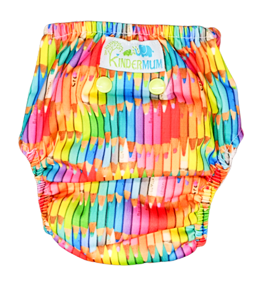 Colourful Art Pro AIO Cloth Diaper (with 2 organic inserts and power booster)  |  By Kindermum  |  8.82 oz    |  0.55 lbs