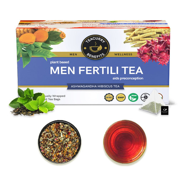 Fertility Tea For Men With Diet Chart (1 Month Pack | 30 Tea Bags) - Men Fertility Tea  |  By Teacurry   |  3.53 oz   |  0.22 lbs