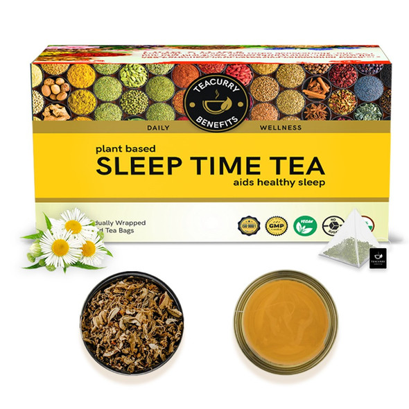 Sleep Tea (1 Month Pack | 30 Tea Bags) - Helps with Insomnia, Snoring and Stress - Sleep Time Tea  |  By Teacurry   |  3.53 oz   |  0.22 lbs
