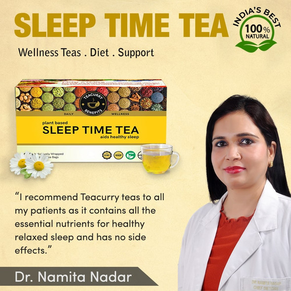 Sleep Tea (1 Month Pack | 30 Tea Bags) - Helps with Insomnia, Snoring and Stress - Sleep Time Tea  |  By Teacurry   |  3.53 oz   |  0.22 lbs