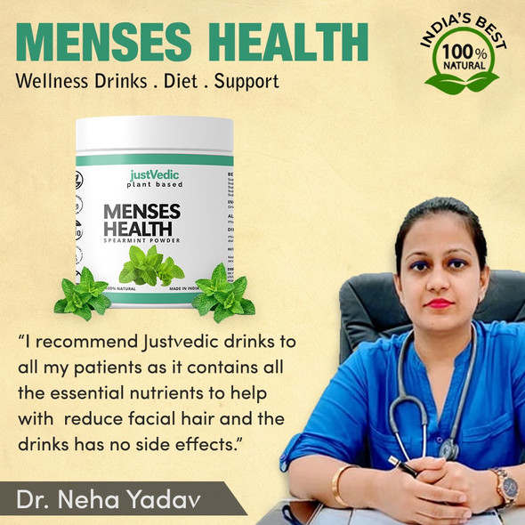 Menses Health Drink Mix (1 Month Pack | 30 Tea Bags) - Helps with Hormonal Imbalance, Period Health  |  By JUSTVEDIC   |  3.53 oz   |  0.22 lbs