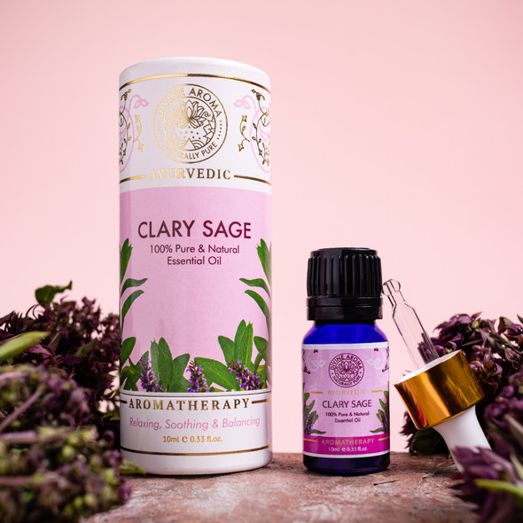 Clary Sage Essential Oil, 100% Pure & Natural, FOR SKIN, HAIR, SLEEP, 10ml | By Divine Aroma  |  0.34floz