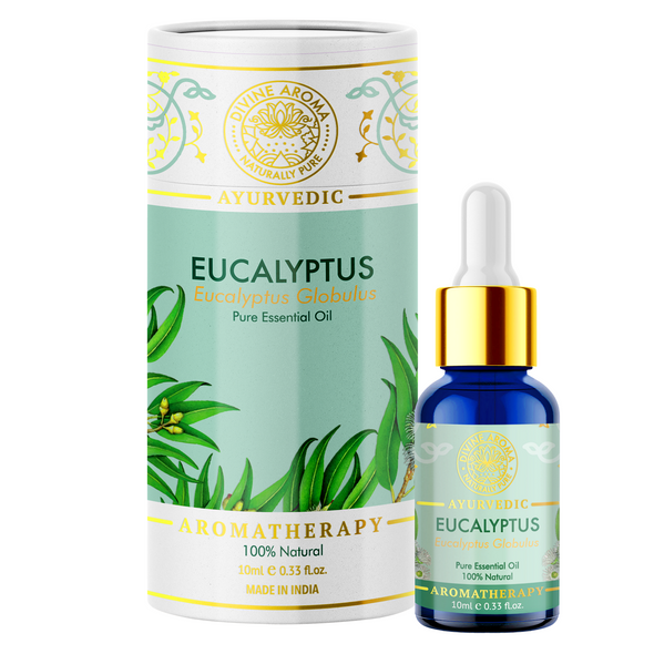 Eucalyptus Essential Oil, 100% Pure & Natural, FOR SKIN, HAIR, ANTI-VIRAL PROPERTIES, CLARITY OF MIND, RESPIRATORY CONGESTION, 10ml | By Divine Aroma  |  0.34floz