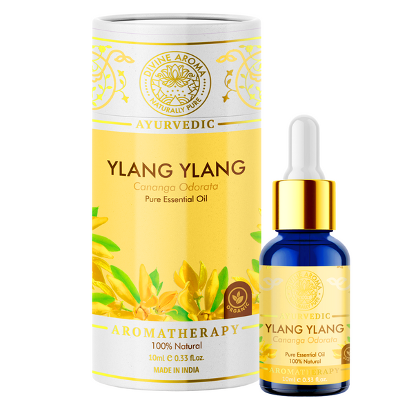 Ylang-Ylang Essential Oil, 100% Pure & Natural, FOR SKIN, HAIR, CALMING PROPERTIES, APHRODISIAC ,10ml | By Divine Aroma  |  0.34floz