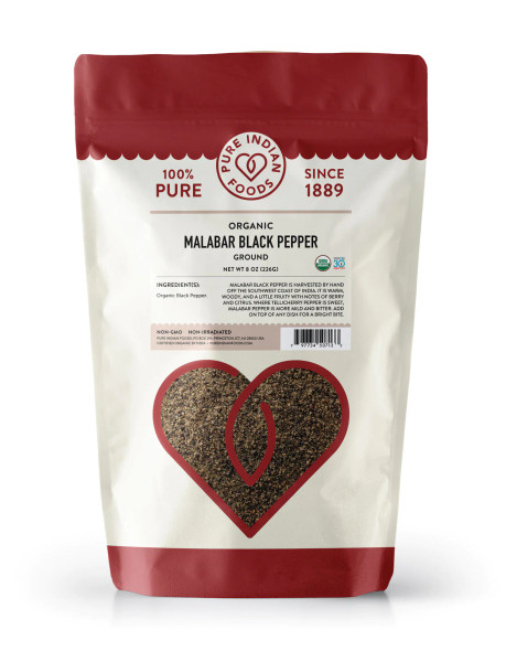 Malabar Black pepper fine ground | By Pure Indian Foods | 2.2 oz