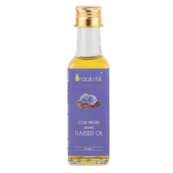 Organic Cold Pressed Flaxseed Oil 100 ml | By Praakritik | 3.38 floz | 0gal