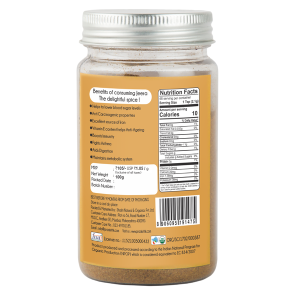 Jeera Powder  | By Praakritik | 3.53oz | 0.22lbs