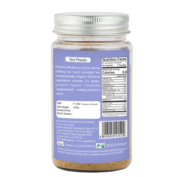 Natural Tea Masala  | By Praakritik | 3.53oz | 0.22lbs