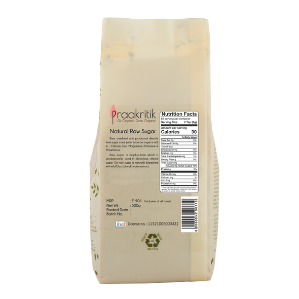 Natural Raw Sugar | By Praakritik | 17.64oz | 1.1lbs