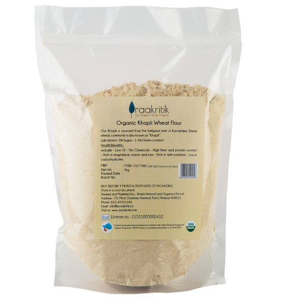 Organic Khapli Wheat Atta | By Praakritik | 35.27oz | 2.2lbs