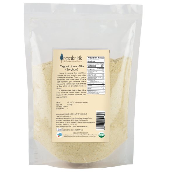 Organic Jowar Atta  | By Praakritik | 17.64oz | 1.1lbs