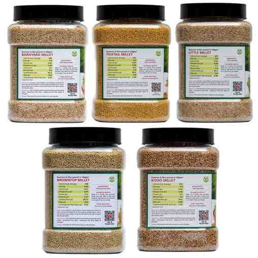 Siridhanya Unpolished and Organic Browntop Millet Combo Pack of 5|4.5kg|10.94 lbs