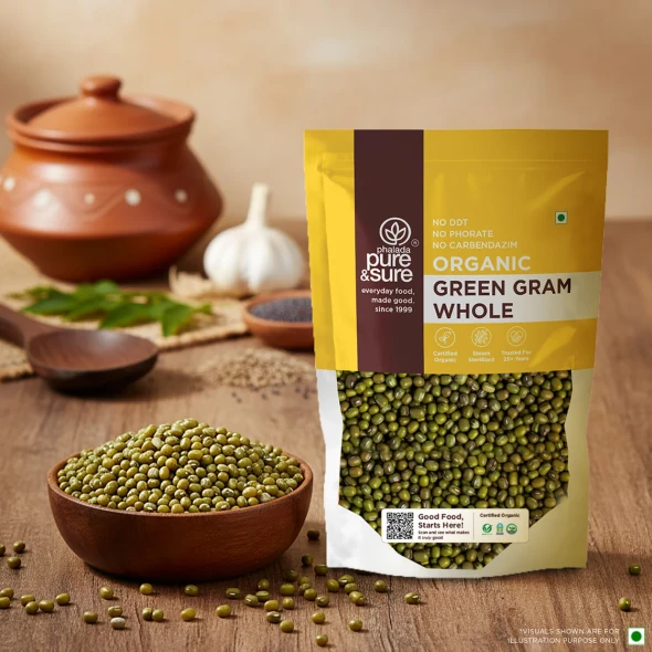 Pure & Sure Organic Green Moong Whole|500gm|1.22 lbs