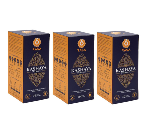 6rasa Kashaya - Herbal Tea | 15 Ayurvedic Spices | Kadha Mix | Caffeine Free | 100% Natural Kashaya - The Original Tea Bags | No Added Sugar|90 Teabags|6.35 Oz