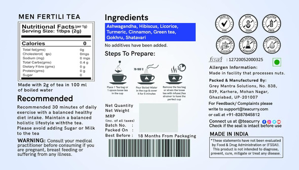 Teacurry Men Fertility Tea|120 g|4.23 Oz