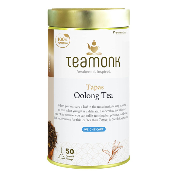 Teamonk Tapas USDA Certified Organic Darjeeling Oolong Tea - 50 Biodegradable Pyramid Tea Bags. Helps Overall Wellbeing. Boosts Metabolism|7.92Oz|0.495lbs
