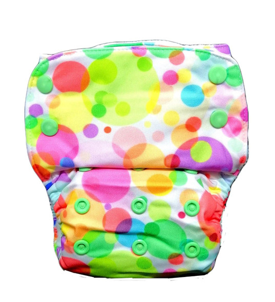 Kindermum Nano Lite, Gots Certified Soft Freesize Adjustable, Washable diaper Reusable Diaper for babies 0-3 Years, Cloth Diaper for babies with organic cotton insert (Polka Hues-Nano Lite)|5.280704Oz|0.330044lbs