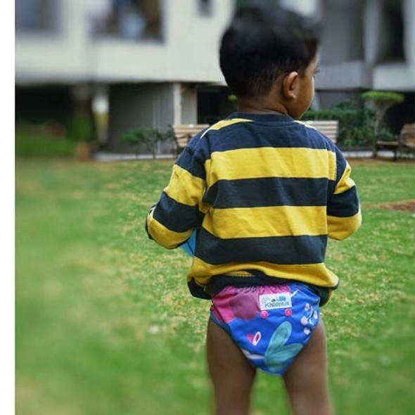 Kindermum AIO - Random Jungle Nano AIO Reusable Washable Cloth Diaper with 2 Organic Cotton Inserts (5-17 kgs)|5.280704Oz|0.330044lbs