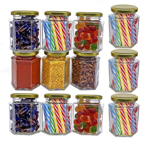 Cloudsell Glass Jar With Rustproof And Airtight Lid - 250 ml, 12 Pieces, Gold | 250 ml | 8.45 fl oz [Fit Tuber Recs]