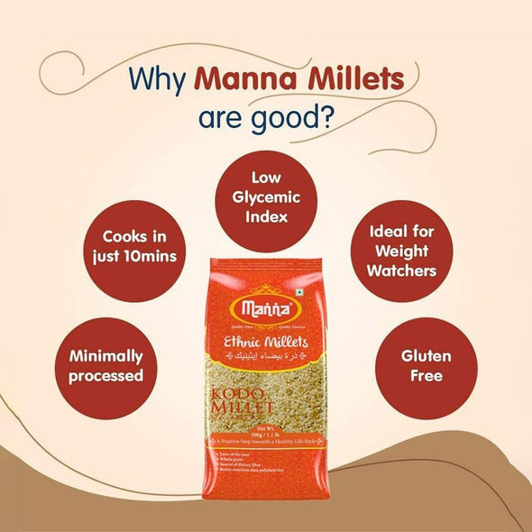 Manna Ethnic Kodra/Kodo Millet|500 g|17.64 oz [Fittuber Recs]