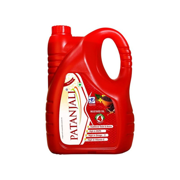 Patanjali Kachi Ghani Pure Mustard Oil|5 l, 5 ltr|169.07 fl oz [Fittuber Recs]