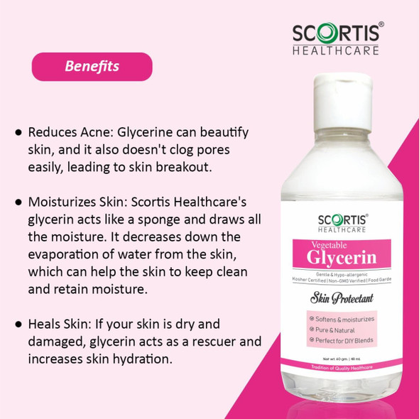 SCORTIS HEALTH CARE Glycerine Liquid (Pure and Unscented) Vegetable Glycerin For Soft And Moisturize Skin and Hair | 60Gram | 2.12 oz [Fittuber Recs]